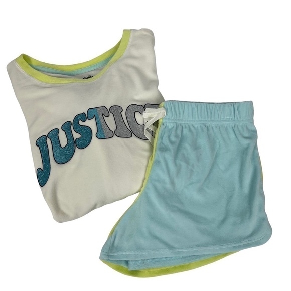 NWT JUSTICE Girl’s 2-Piece Pajamas Sz Large (12/14) Multi Colors Long Sleeves - Picture 1 of 14